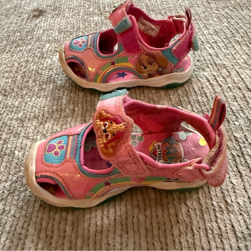 Paw Patrol Toddler Girl Sandals Pink Glitter Light-Up Shoes‎ Size 6 - Picture 6 of 8